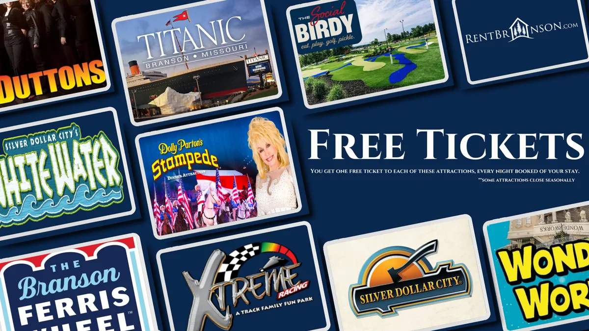 An array of colorful attraction tickets is visually displayed, accompanied by energetic promotional graphics. The image clearly signals the added value of daily attraction access included with the reservation.